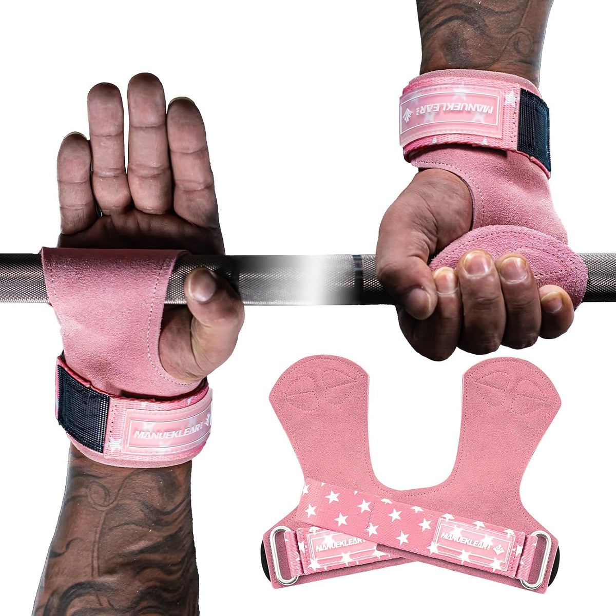 Double Leather Weight Lifting Straps with Cushion Wrist Loop