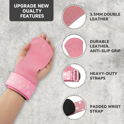 Double Leather Weight Lifting Straps with Cushion Wrist Loop