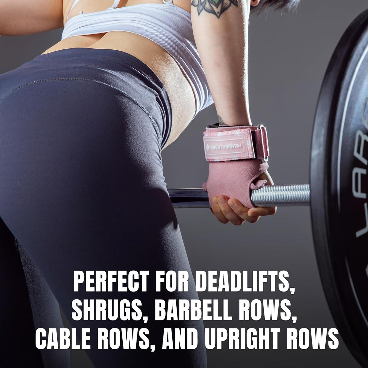Double Leather Weight Lifting Straps with Cushion Wrist Loop