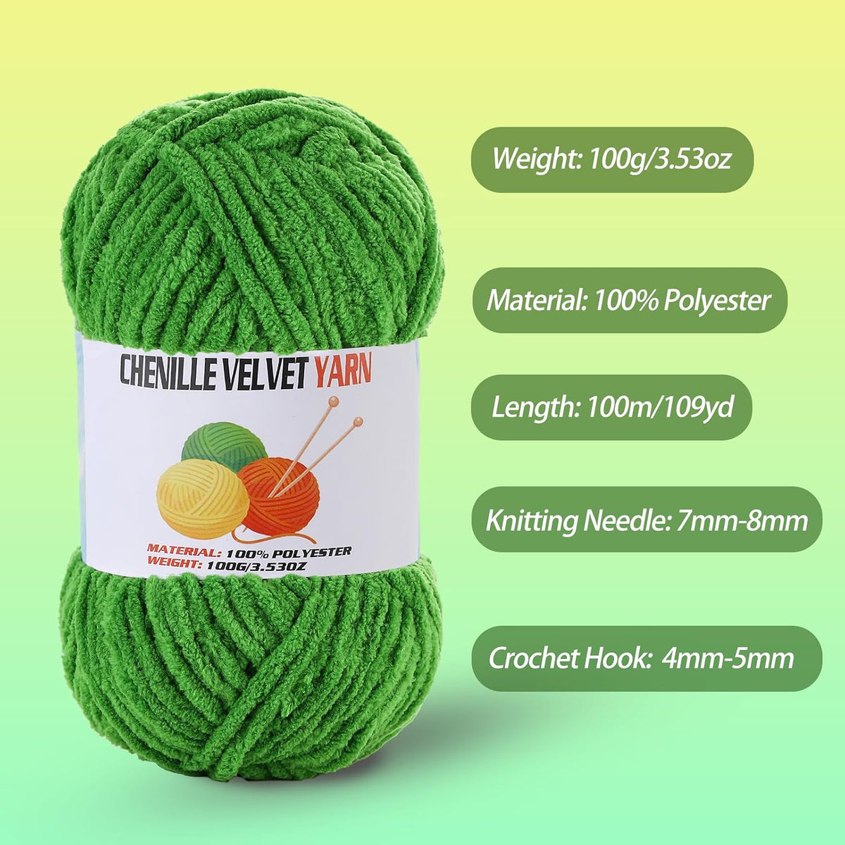 3 * 100g/3.5oz Fluffy Chenille Yarn for Crocheting, Chunky Velvet Yarn for Crochet Amigurumi, Used for Making Baby Yarns Blanket, Clothes, Pattern Knitting Creations (Apricot Color)