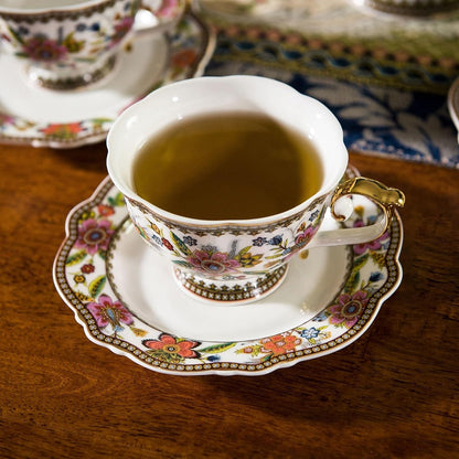 Fine Bone China Tea Set, 13-Piece English Tea Set for Adults, Afternoon Tea Sets for Women Tea Party or Gift Giving, Pink and Gold