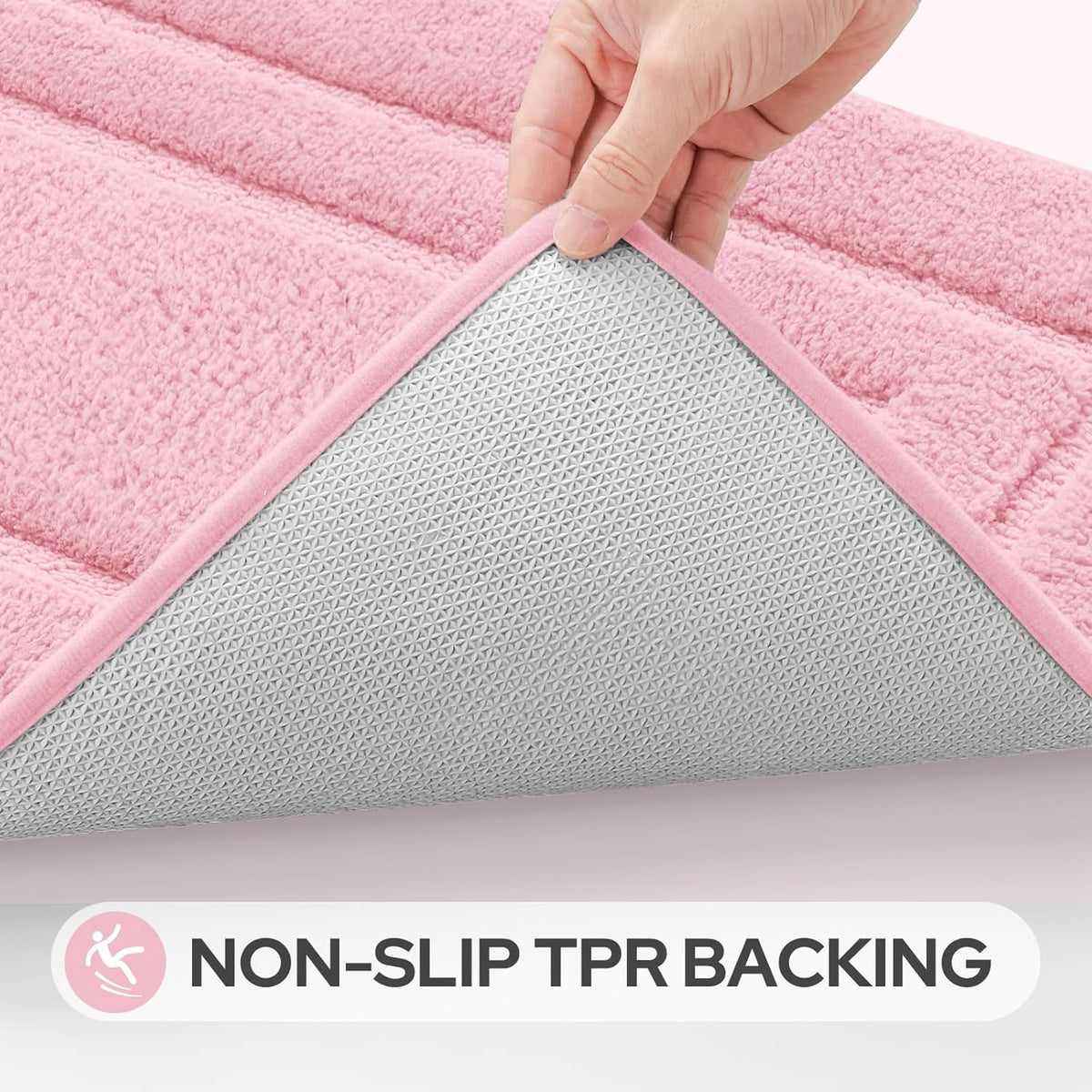 Light Pink Bathroom Rugs Set of 3, Non Slip Bath Runners
