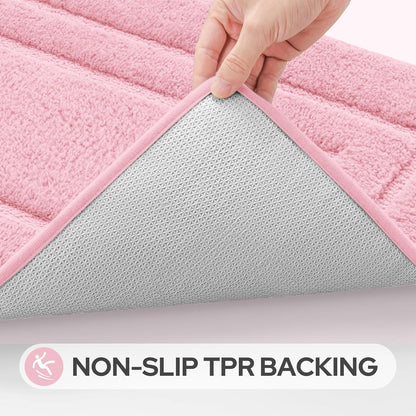 Light Pink Bathroom Rugs Set of 3, Non Slip Bath Runners