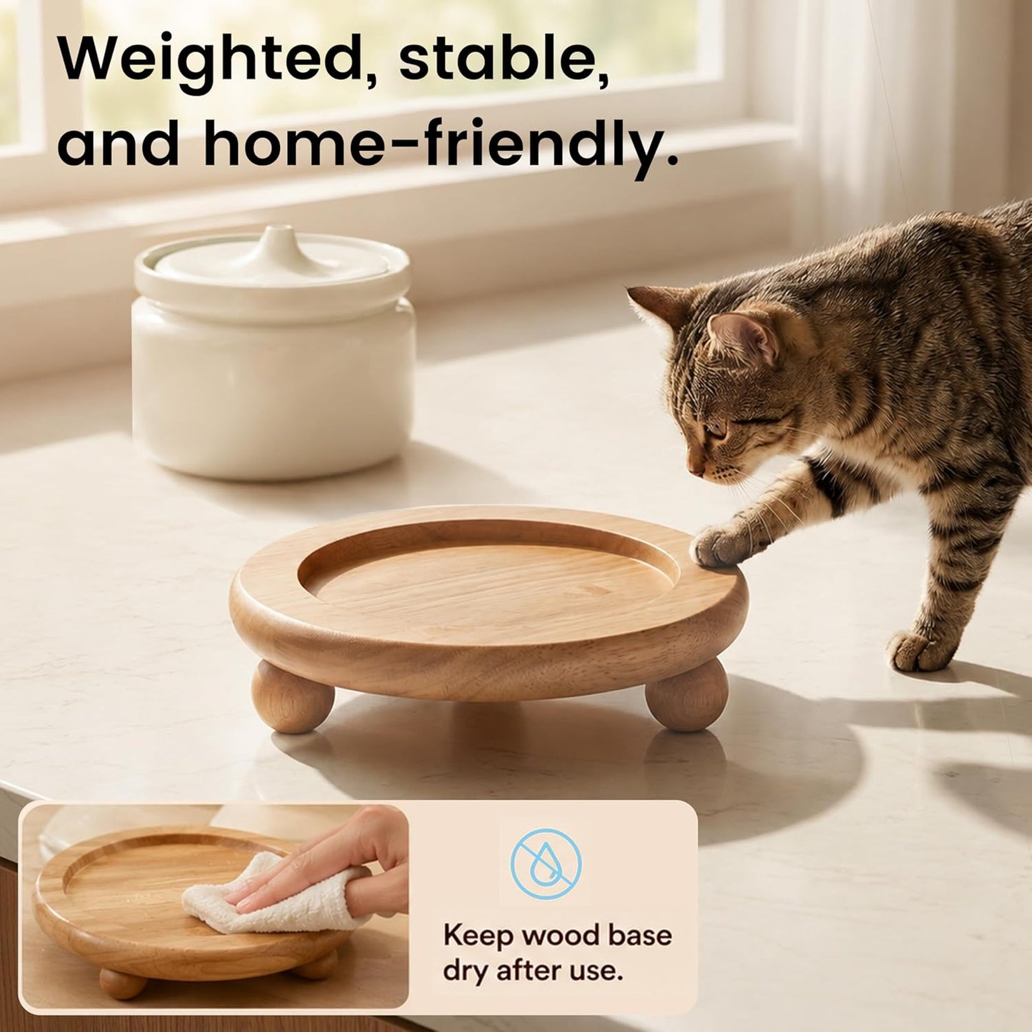 Ceramic Cat Water Fountain, 1L/32oz Automatic Pet Drinking Fountain | Quiet USB Powered Pump, Triple Filtration | BPA-Free, Easy to Clean & Dishwasher Safe | for Cats & Small Dogs