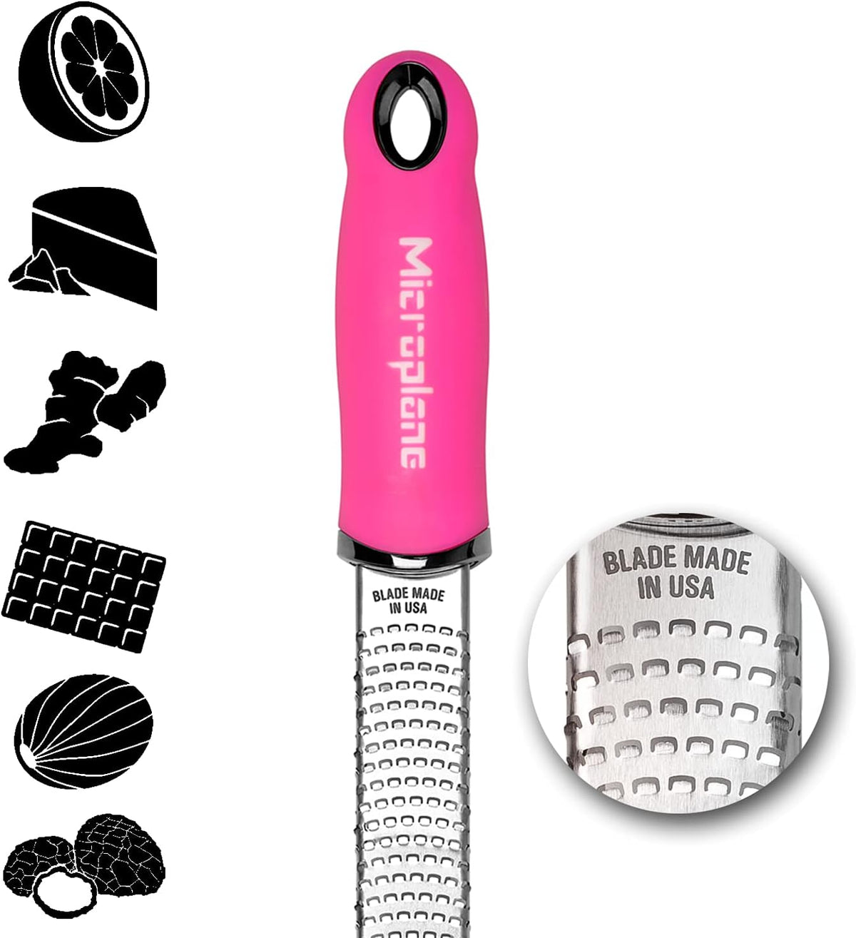 Premium Classic Citrus Zester and Cheese Grater - Neon Pink