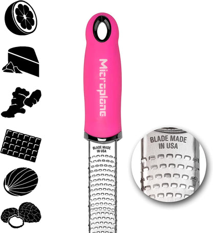 Premium Classic Citrus Zester and Cheese Grater - Neon Pink