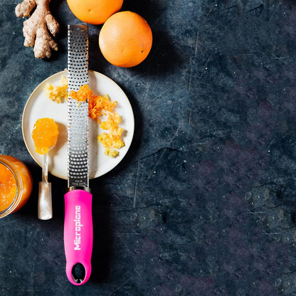 Premium Classic Citrus Zester and Cheese Grater - Neon Pink