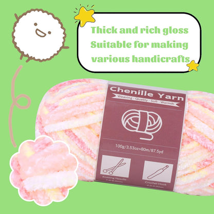 Chenille Yarn for Crochet Knitting Chunky Blanket Velvet Yarn