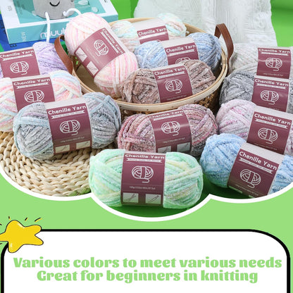 Chenille Yarn for Crochet Knitting Chunky Blanket Velvet Yarn