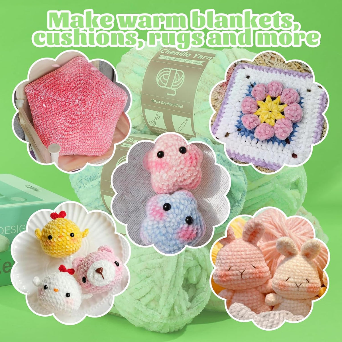 Chenille Yarn for Crochet Knitting Chunky Blanket Velvet Yarn
