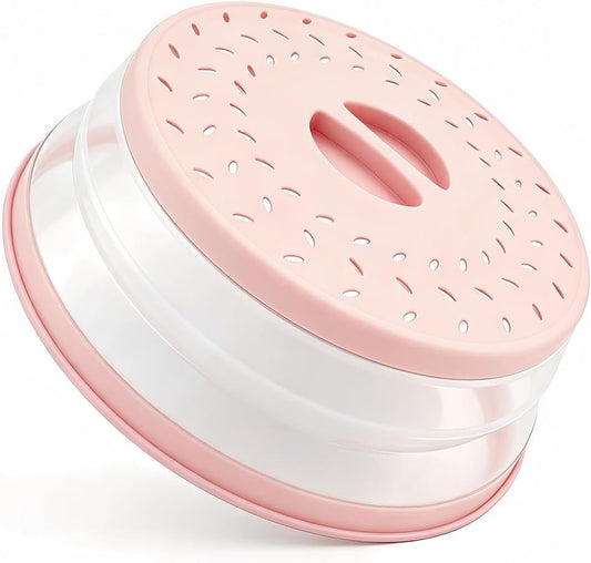 Collapsible Microwave Splatter Cover(Light pink, 10.5IN)