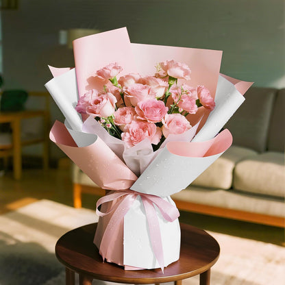 20 Sheets Flower Wrapping Paper - 22.4 x 22.4 inch Pink White Color Water-Resistant Floral Bouquet Wrapping Paper, Florist Supplies Packaging for Wedding Birthday Gift DIY