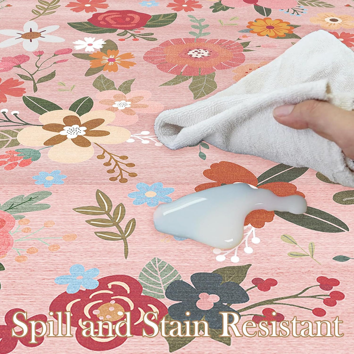 2x6 Washable Runner Rug Non-Slip - Floral Kitchen Rugs Stain Resistant Soft Low Pile Floor Runner for Hallway Indoor Entryway Bedroom Laundry Room（Pink，2x6）