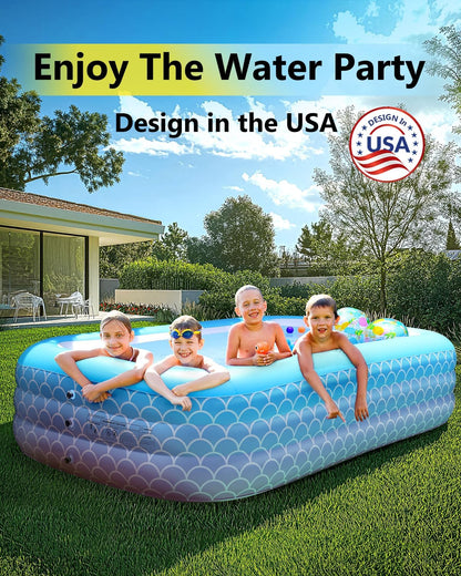 2025 Upgrade Inflatable Pool for Kids and Adults-120"*72"*22" Full-Sized Inflatable Swimming Pool Leakproof Blow Up Above Ground for Backyard Outdoor Garden Summer Water Party Pink