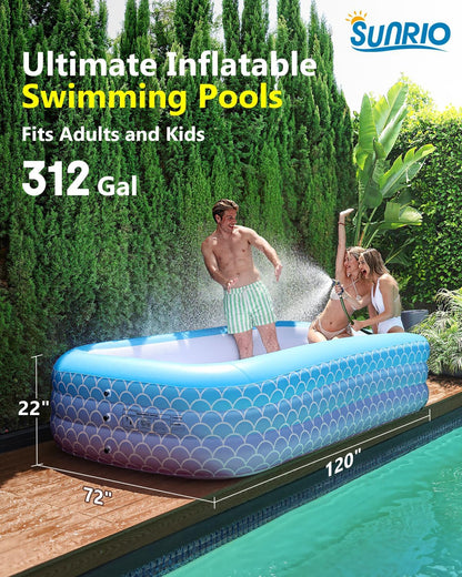 2025 Upgrade Inflatable Pool for Kids and Adults-120"*72"*22" Full-Sized Inflatable Swimming Pool Leakproof Blow Up Above Ground for Backyard Outdoor Garden Summer Water Party Pink