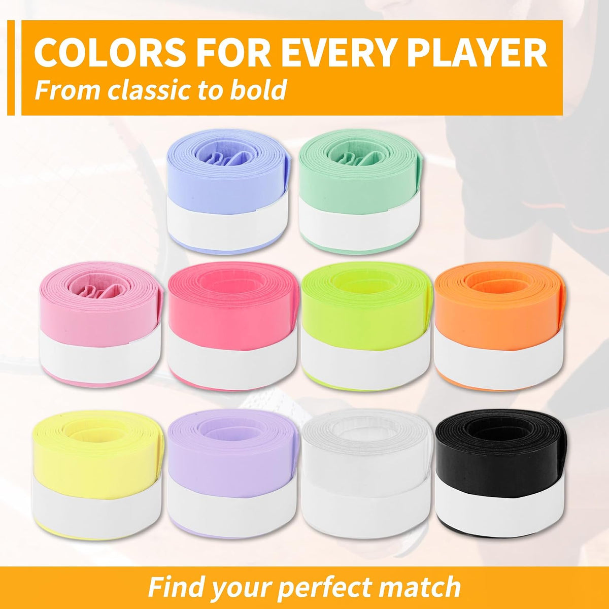 2 Pcs Tennis Racket Grip Tape, Dry Tennis Overgrip Tape, Anti-Slip Absorbent Grip, Racket Overgrip Tape