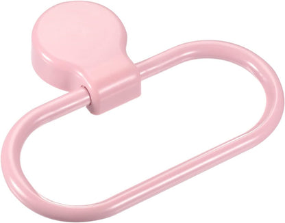Wall Mounted Oval Towel Ring ABS Hanging Holder Self-Adhesive for Bathroom Kitchen Accessories, Pink
