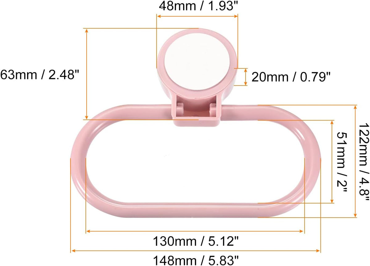 Wall Mounted Oval Towel Ring ABS Hanging Holder Self-Adhesive for Bathroom Kitchen Accessories, Pink