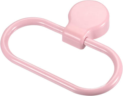 Wall Mounted Oval Towel Ring ABS Hanging Holder Self-Adhesive for Bathroom Kitchen Accessories, Pink