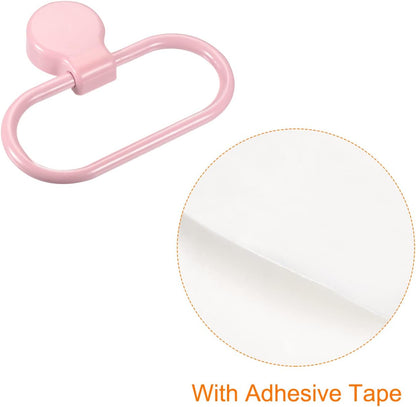 Wall Mounted Oval Towel Ring ABS Hanging Holder Self-Adhesive for Bathroom Kitchen Accessories, Pink