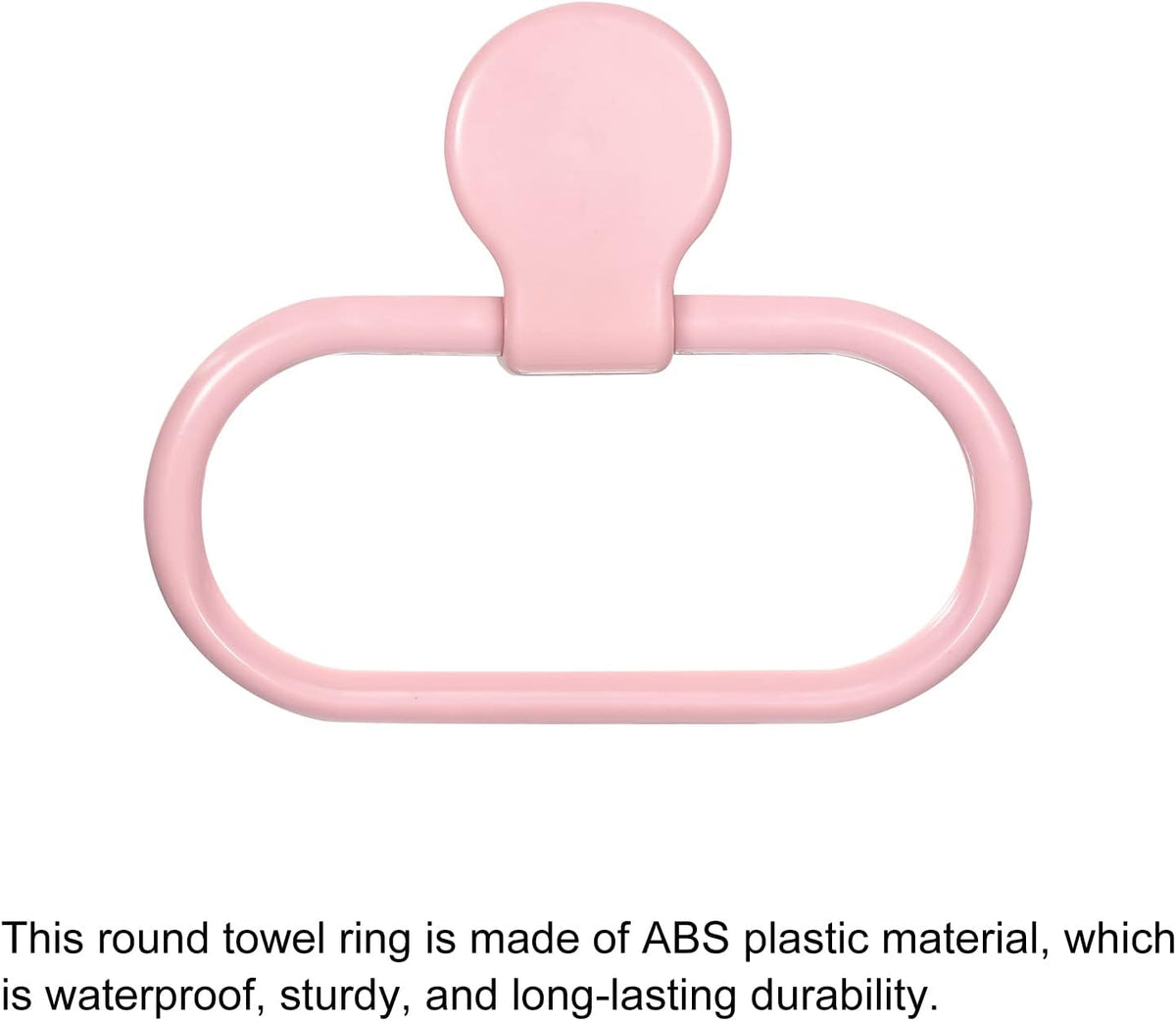 Wall Mounted Oval Towel Ring ABS Hanging Holder Self-Adhesive for Bathroom Kitchen Accessories, Pink