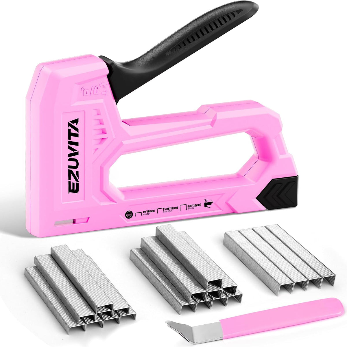 Light Duty Staple Gun for Wood, Pink Upholstery Staple Gun Kit