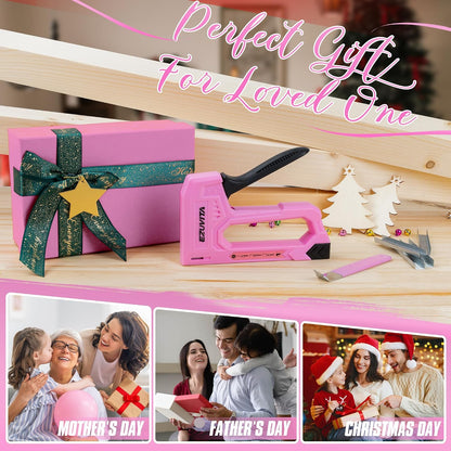 Light Duty Staple Gun for Wood, Pink Upholstery Staple Gun Kit