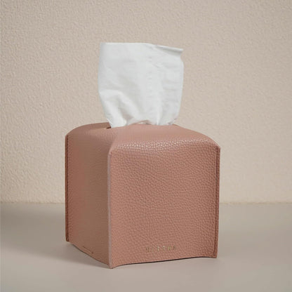 OLETHA Square Tissue Box Cover, Aesthetic Desk Decor, Pink