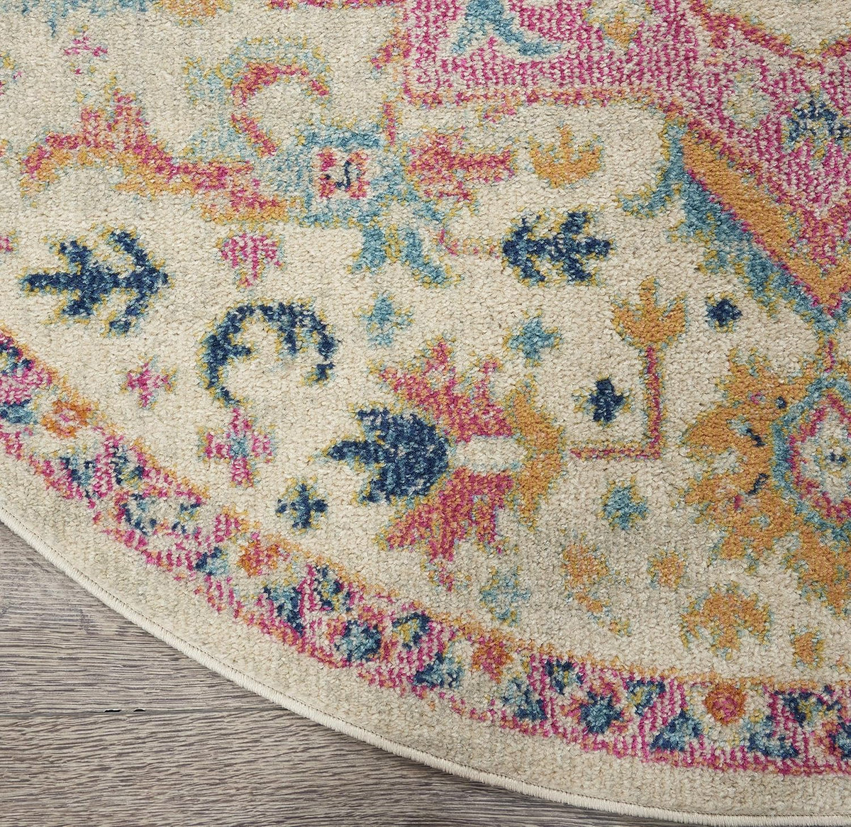 Passion Ivory Pink 4' x Round Area Rug - Easy Clean, Non Shedding, Bed Room, Living Room, Dining Room, Kitchen (4' x Round)