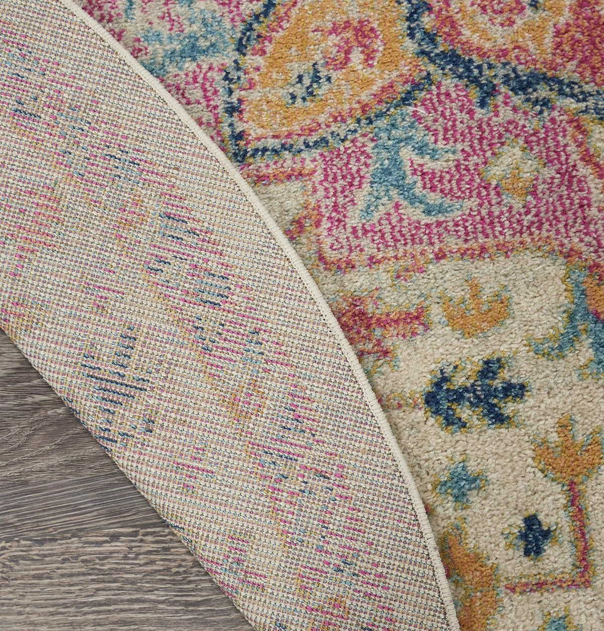Passion Ivory Pink 4' x Round Area Rug - Easy Clean, Non Shedding, Bed Room, Living Room, Dining Room, Kitchen (4' x Round)
