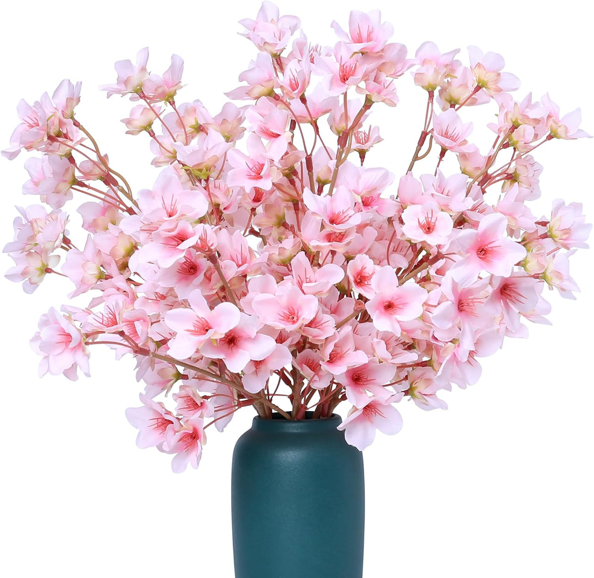 6Pcs Artificial Cherry Blossom Branches Decor Fake Flowers Silk Spring Faux Flowers 16" Peach Bouquet for Home Wedding Bedroom Japanese Decoration DIY Table Centerpiece Arrangement(Pink)