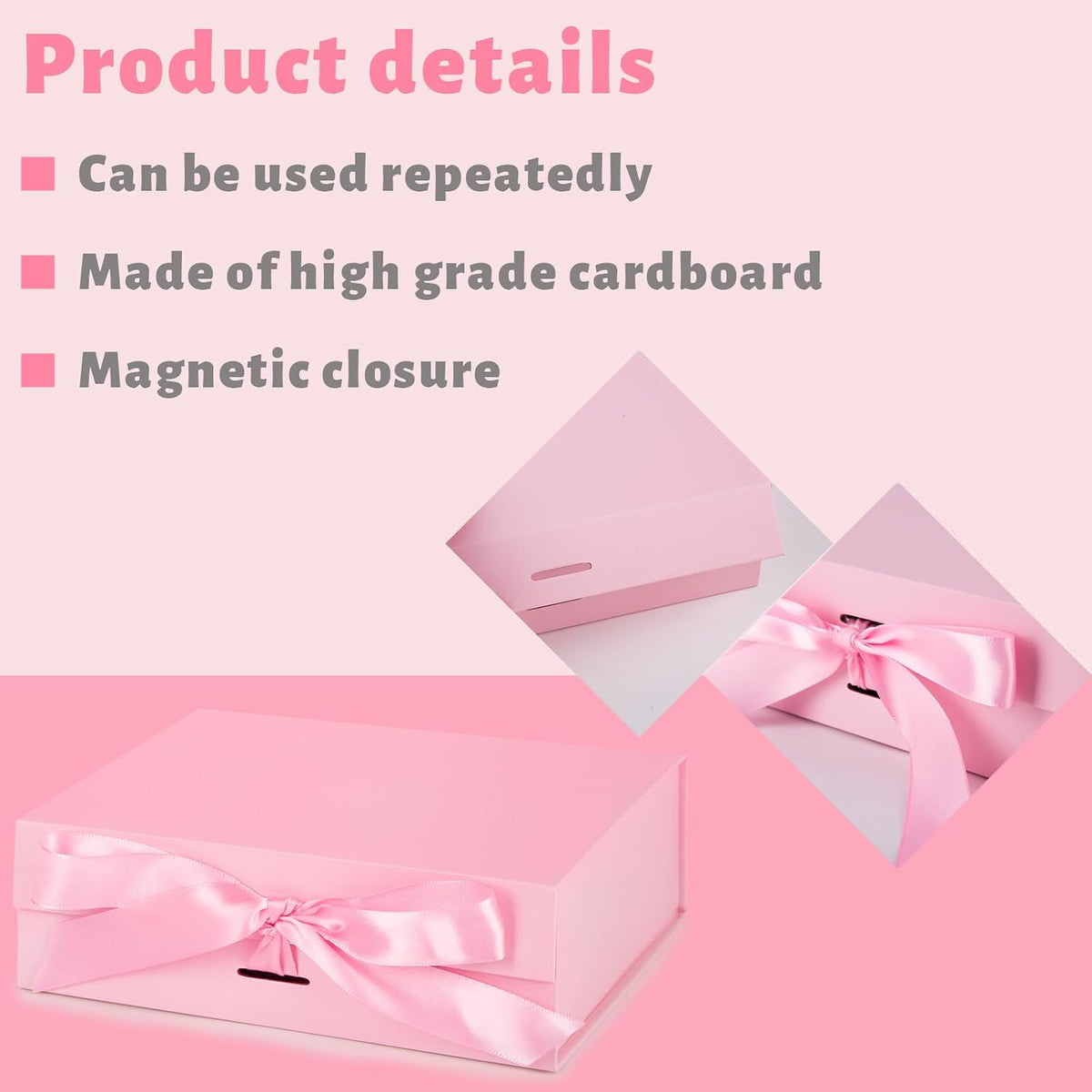 Pink Magnetic Gift Box, 10.5 X 7.5 X 3.1 inches