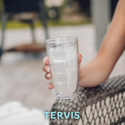Tervis Clear & Colorful Lidded Made in USA Double Walled Insulated Tumbler Travel Cup Keeps Drinks Cold & Hot, 16oz, Pink Lid