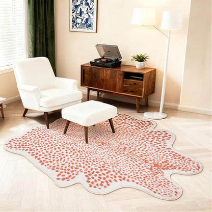 Leopard Rug, Pink Cheetah Print Rug 5.2x6.8ft Faux Cowhide Animal Fur Skin Printed Hide Cheetah Area Rugs Carpet for Bedroom Livingroom Home