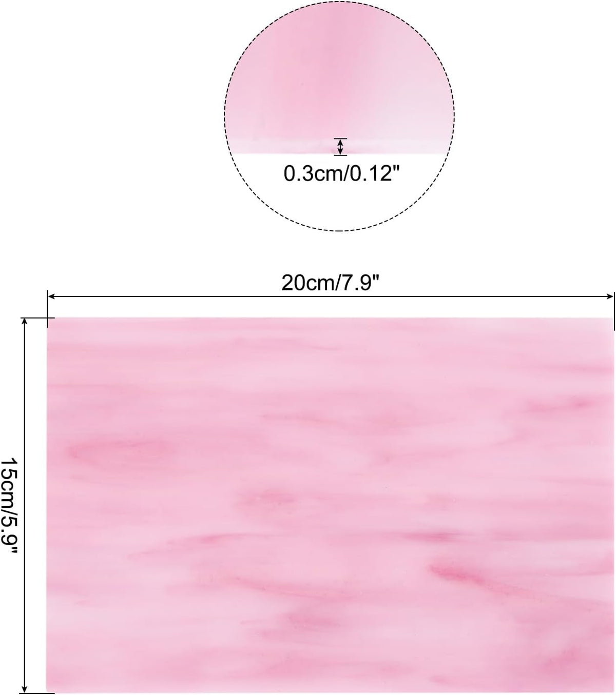 Stained Glass Sheet Mosaic Tile 7.9 Inch x 5.9 Inch Pink Stained Glass Sheets for Crafts DIY, Art Project