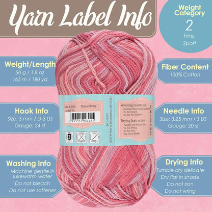 JubileeYarn Cotton Select Yarn - Shades of Pink - 4 Skeins