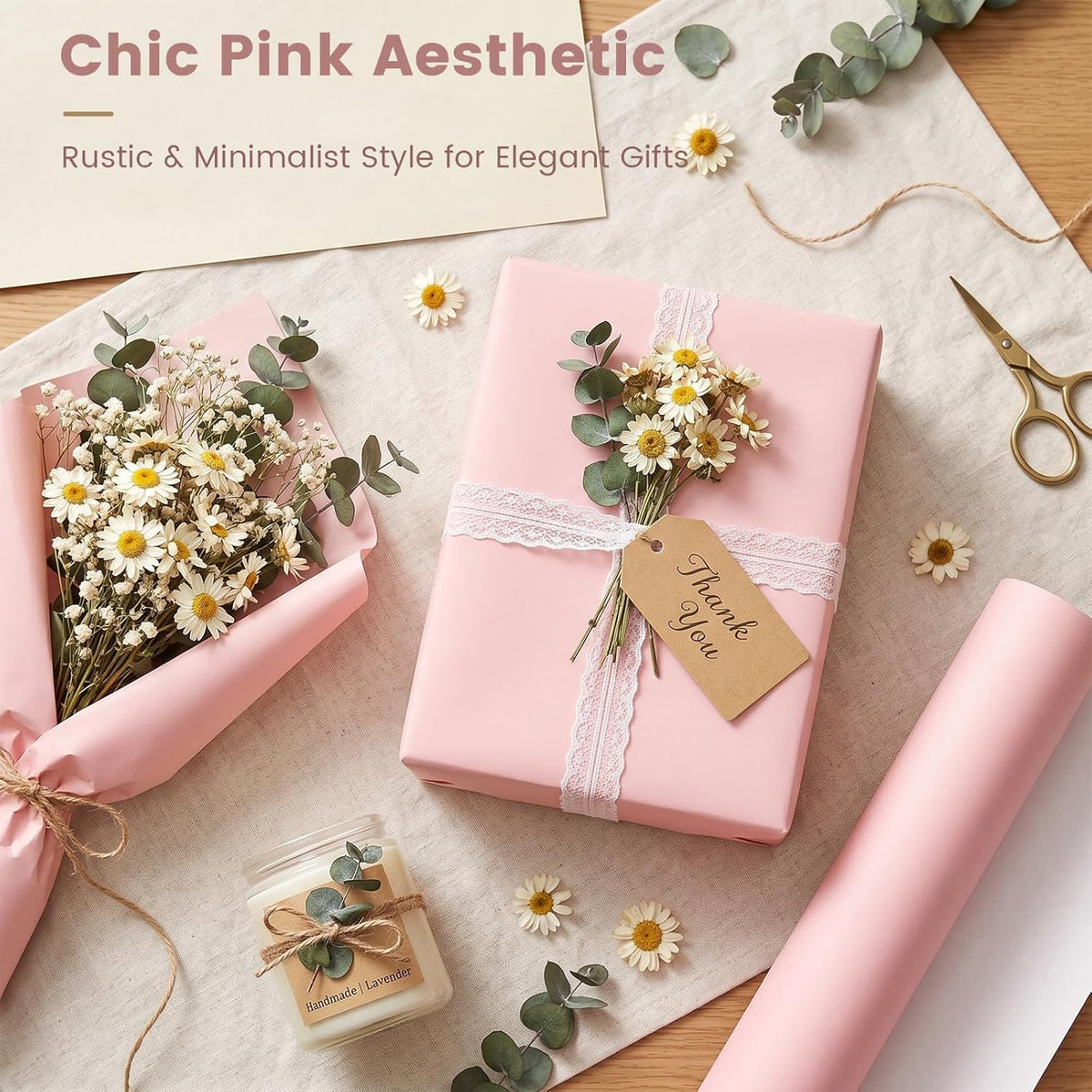 Pink Wrapping Paper Roll, 17 inches X 33 Feet
