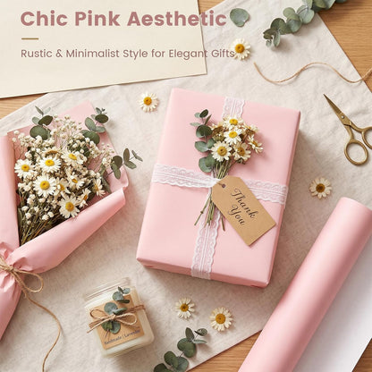 Pink Wrapping Paper Roll, 17 inches X 33 Feet