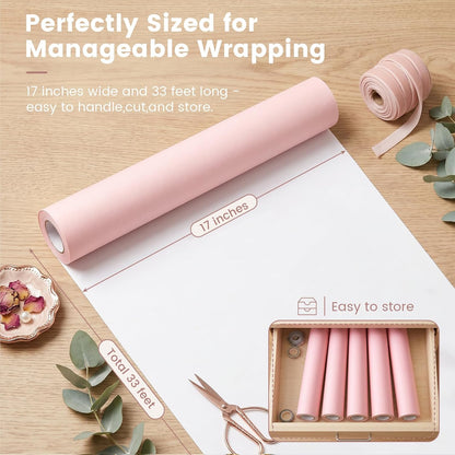 Pink Wrapping Paper Roll, 17 inches X 33 Feet