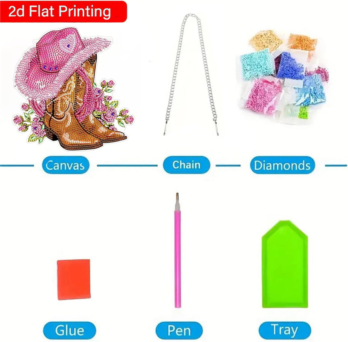 Hanging Diamonds Art kit for Adult,Pink Boots Pendant Diamonds Painting Art Kit,7.6x7.6inch Acrylic Diamonds Painting Board Kit Ornament, Special Crystal Diamond Hanging Ornament