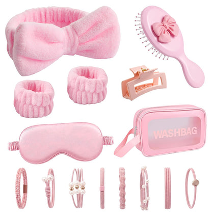 15 PCS Women Spa Headband and Wristband Set for Washing Face, Skincare Makeup Headband Women and Teen Girl Gifts Trendy Stuff（Pink）