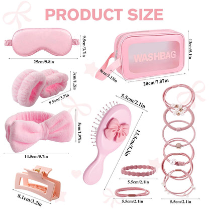 15 PCS Women Spa Headband and Wristband Set for Washing Face, Skincare Makeup Headband Women and Teen Girl Gifts Trendy Stuff（Pink）
