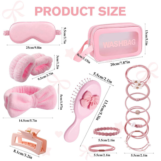 15 PCS Women Spa Headband and Wristband Set for Washing Face, Skincare Makeup Headband Women and Teen Girl Gifts Trendy Stuff（Pink）