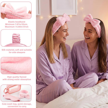 15 PCS Women Spa Headband and Wristband Set for Washing Face, Skincare Makeup Headband Women and Teen Girl Gifts Trendy Stuff（Pink）