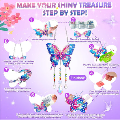 Diamond Art Kits for Kids Ages 8-12, 3 PCS DIY Gem Art Suncatchers for Kids