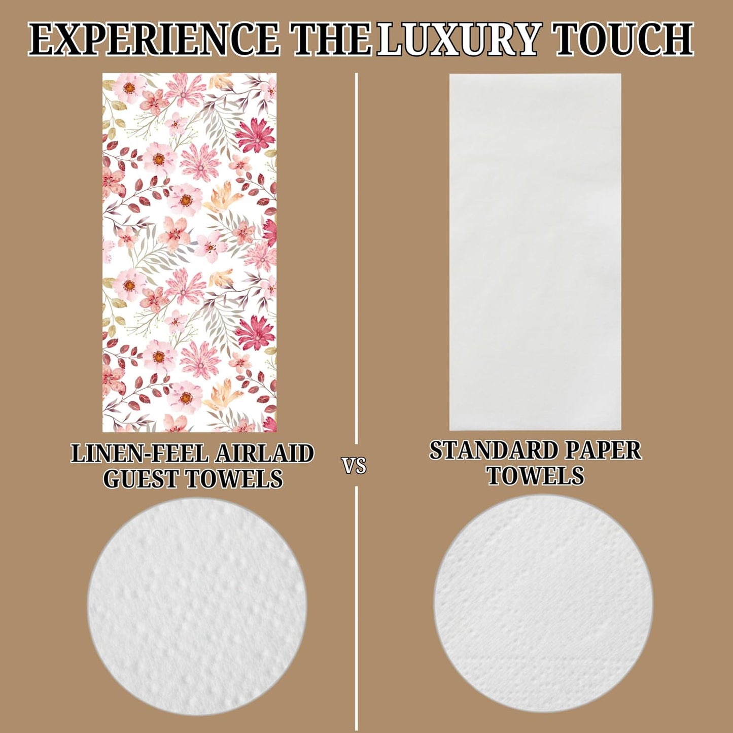 Peachy Pink Disposable Airlaid Buffet/Guest Towels Linen-Feel Luxury Napkins for Parties, Bathroom & Events - 16 Pack