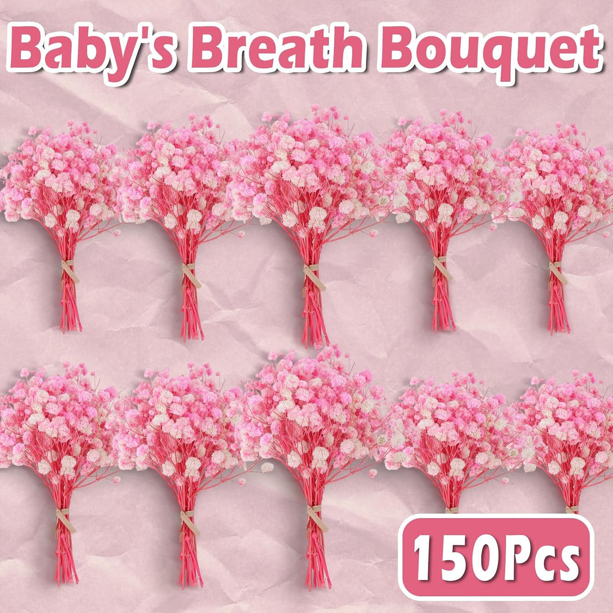 9000+ Blooms Pink Dried Baby's Breath Flowers 150 Stems for Weddings