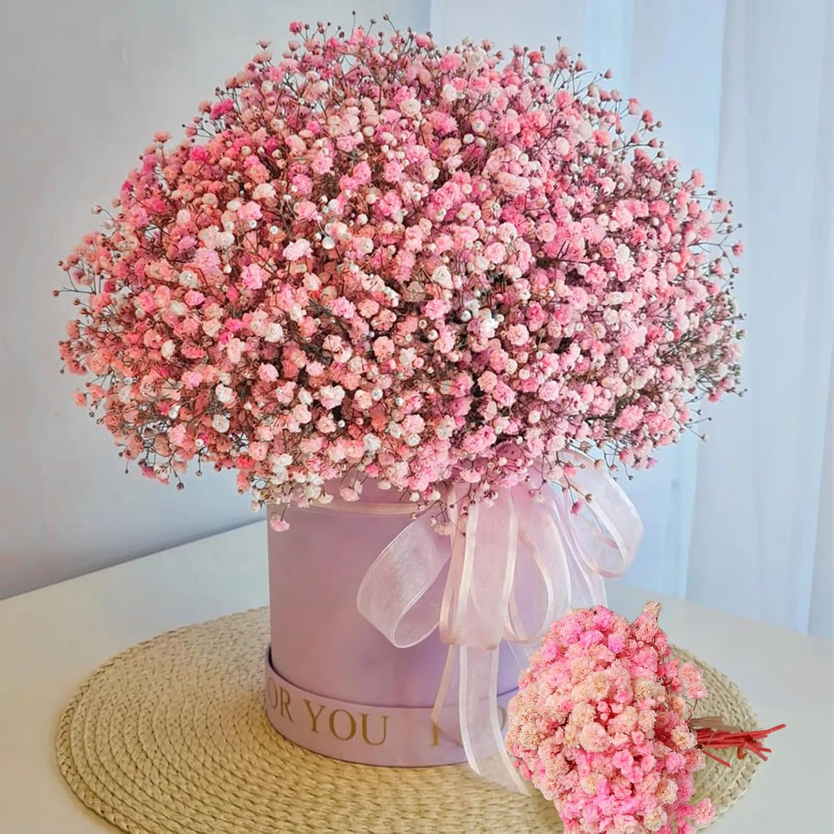 9000+ Blooms Pink Dried Baby's Breath Flowers 150 Stems for Weddings