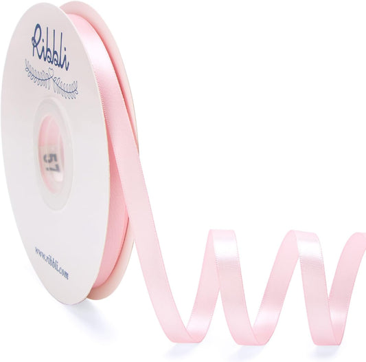 Light Pink Satin Ribbon Double Faced Satin 3/8 Inch x Continuous 50 Yards-Light Pink Ribbon for Gift Wrapping Crafts Wedding Decoration Bows Bouquet Floral Arrangement