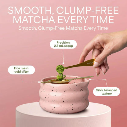 Matcha Whisk Set With Ceramic Matcha Bowl, Bamboo Whisk & Holder, Stainless Steel Spoon & Sifter, Glass Cup & Straw, Electric Frother, Storage Bag - Gift for Matcha Lovers (Premium 9-Piece Set Pink)